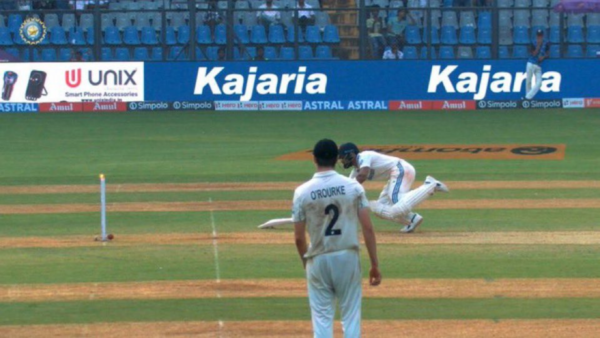 Virat Kohli was run out in Mumbai Test.