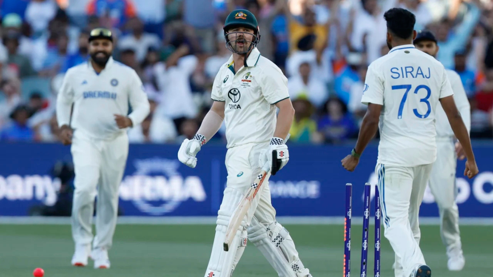 As Mohammed Siraj bowled a yorker-length delivery to dismiss Travis Head, a few words were exchanged between the two before the batter walked off.