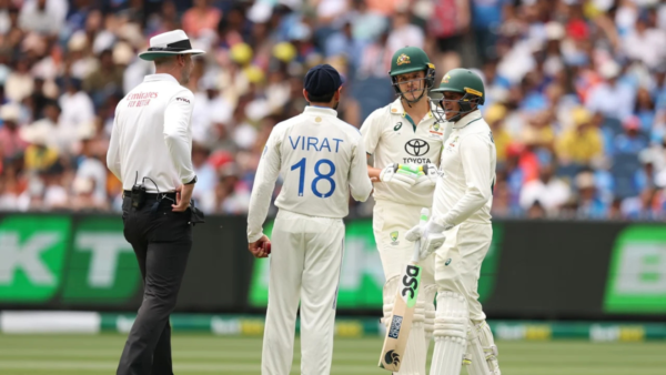 Virat Kohli is fined 20% of the match fee and given one demerit point following his actions on the first day of the Boxing Day Test in Melbourne.