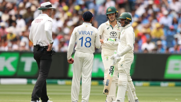 Virat Kohli is fined 20% of the match fee and given one demerit point following his actions on the first day of the Boxing Day Test in Melbourne.