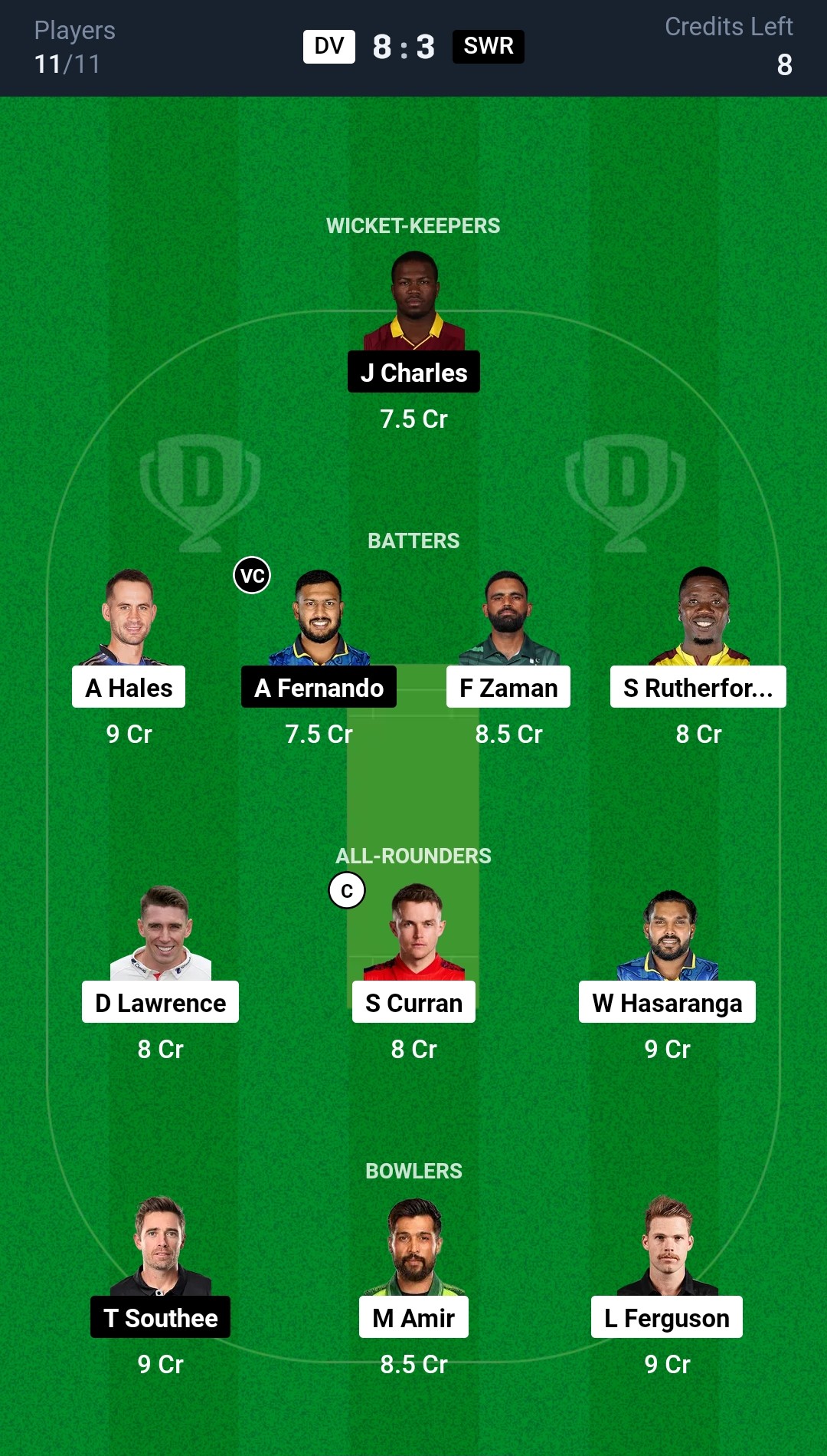 DV vs SWR Dream11 prediction Small League Team ILT20 2025