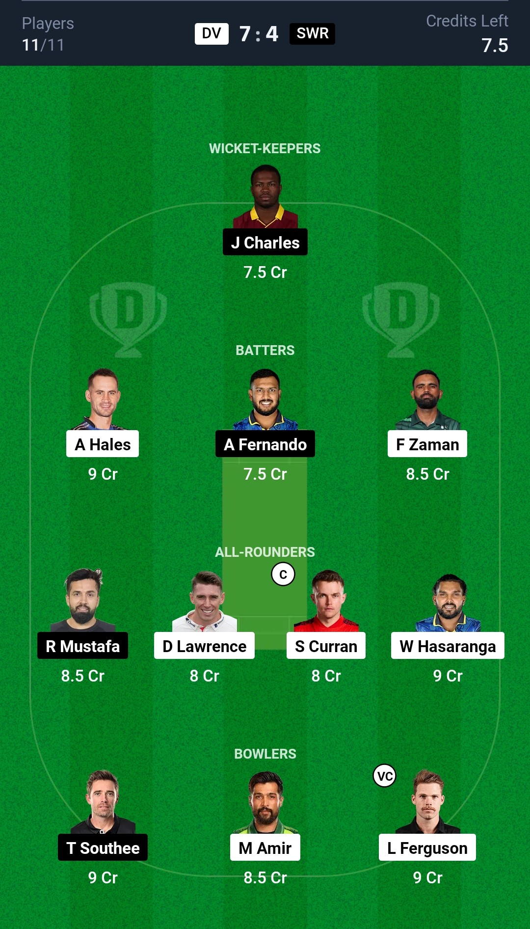 DV vs SWR Dream11 prediction Small League Team ILT20 2025