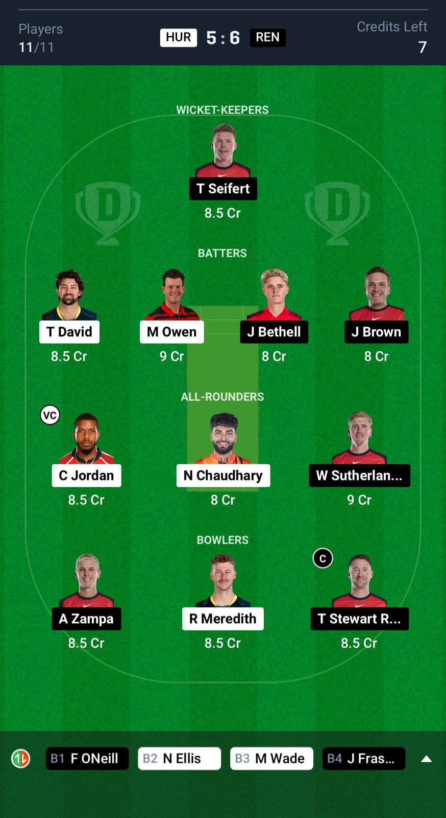 HUR vs REN Dream11 prediction small league team bbl 2024-25 