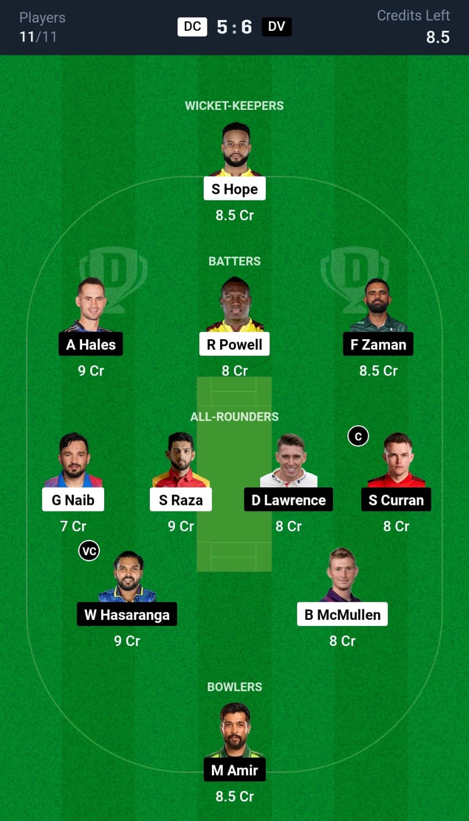 DC vs DV Dream11 Prediction Small League Team ILT20 2025