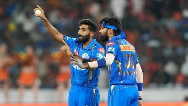 Mumbai Indians duo Hardik Pandya and Jasprit Bumrah in action in IPL 2024.