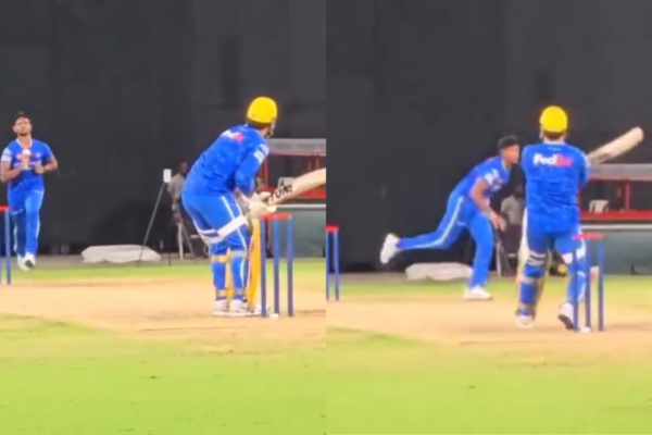 Vintage MS Dhoni Smashes Matheesha Pathirana for a Boundary During CSK Practice Session Before IPL 2025