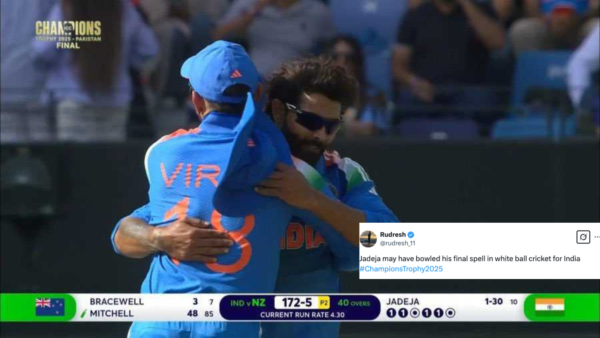 'Last Spell?' - Virat Kohli Hugs Ravindra Jadeja After His Champions Trophy 2025 Final Spell, Sparks Retirement Rumours