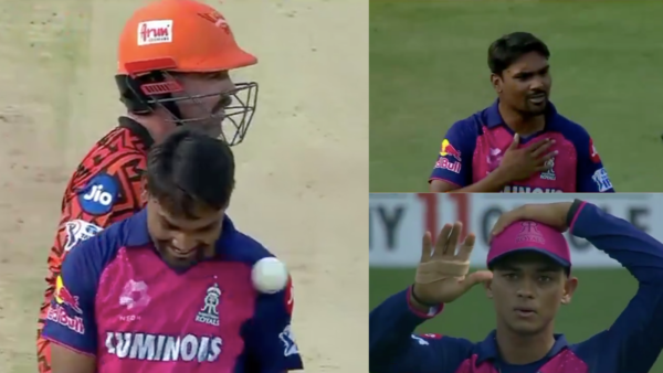 [WATCH] Sandeep Sharma Left Fuming After Yashasvi Jaiswal Wild Throw Hit Him in the Chest During SRH vs RR IPL 2025 Match