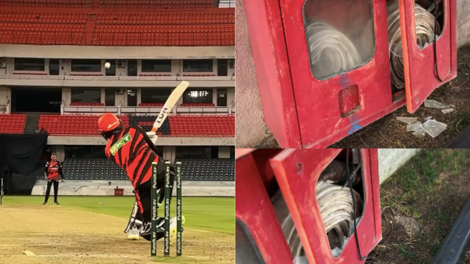 SRH Sensation Abhishek Sharma Gets Ready for IPL 2025 by Shattering Glass of Stadium Fire Extinguisher in Practice [WATCH]