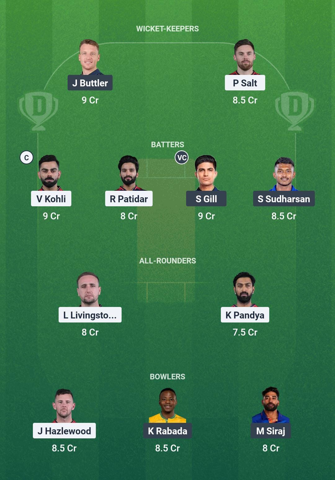 RCB Vs GT Dream11 Fad