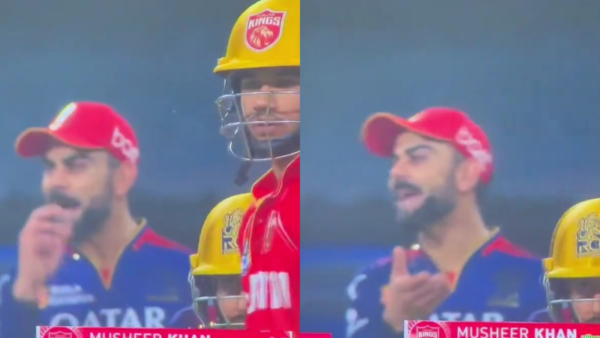 Virat Kohli was seen mocking Musheer Khan when he came as an impact substitute during Qualifier 1 in Mullanpur last night.