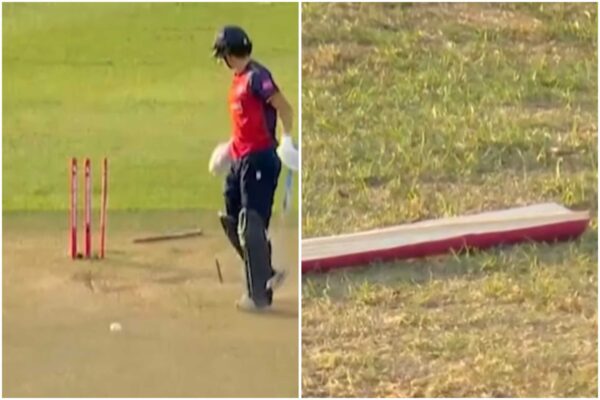riely meredith splits stump in half vitality blast t20 somerset vs essex