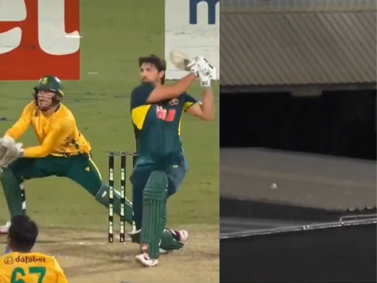 RCB Star Tim David Smashes Insane 109m Six To Roof Of Stadium During AUS vs SA 1st T20I