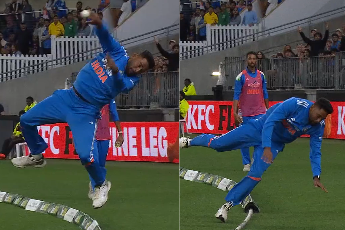 Mohammed Siraj Makes a Stunning Fielding Effort at Long On To Save a Maximum in AUS vs IND 1st ODI [WATCH]