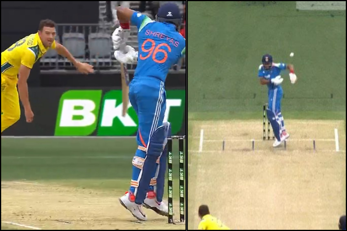 Shreyas Iyer Falls To Josh Hazlewood Again, Strangled Down After Barrage of Short Deliveries in AUS vs IND 1st ODI [WATCH]