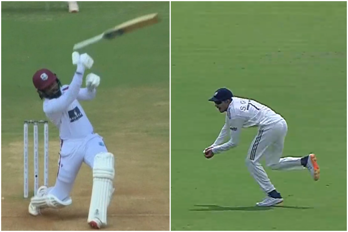 Comedy of Errors! Jomel Warrican Bat Slips Out of Hands, Shubman Gill Pouches Catch in Funny Dismissal in IND vs WI 1st Test [WATCH]