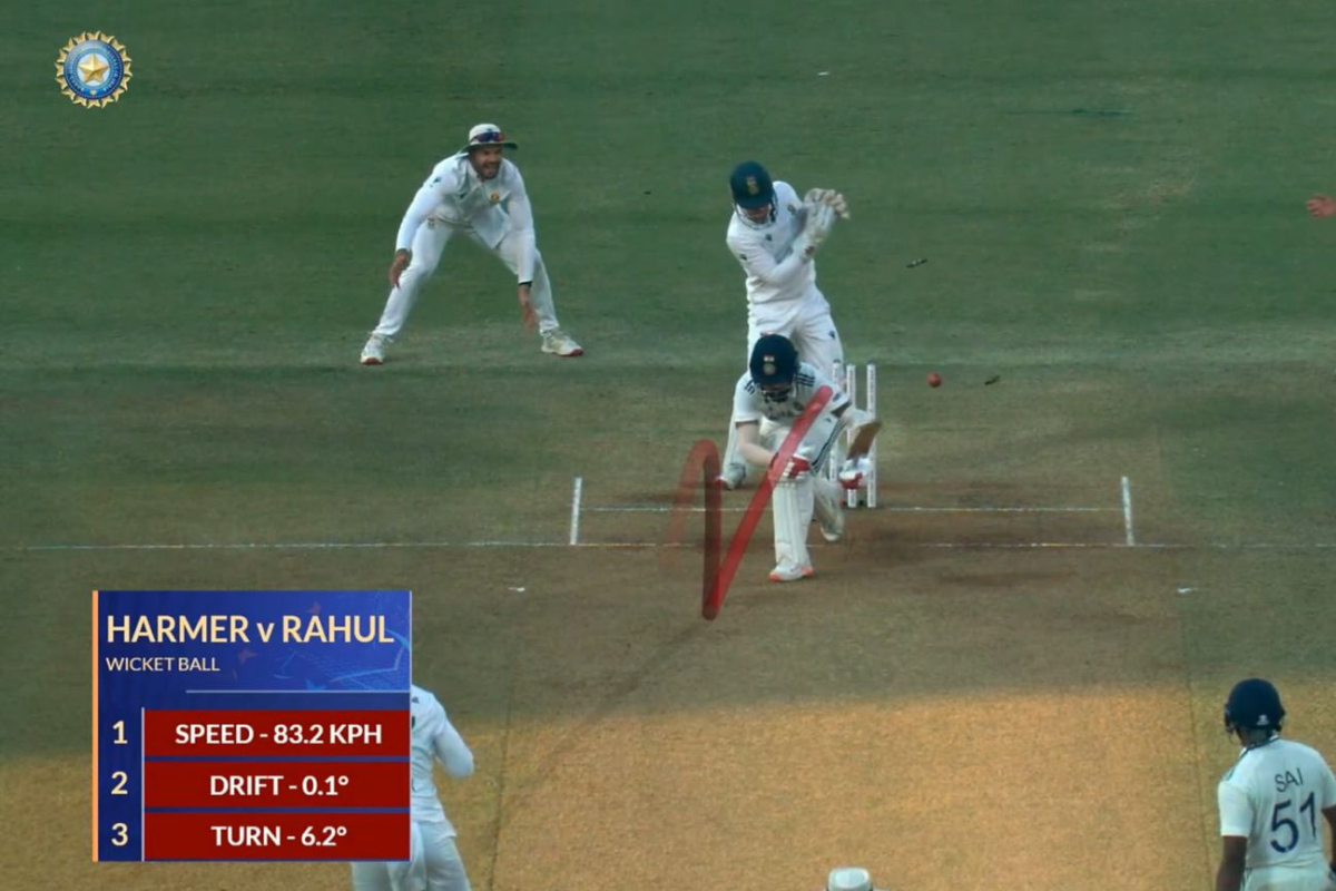 Simon Harmer Dismisses KL Rahul With a Brilliant 6.2° Turning Delivery in the 2nd IND vs SA Test [WATCH]