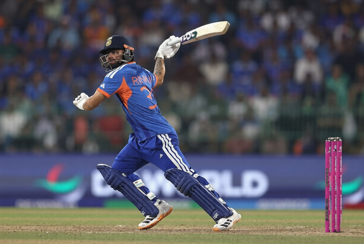 Rinku Singh Smacks Six After Denying Hardik Pandya Single, Hits Hyundai Creta Car on Display During IND vs NED T20 World Cup 2026 [WATCH]