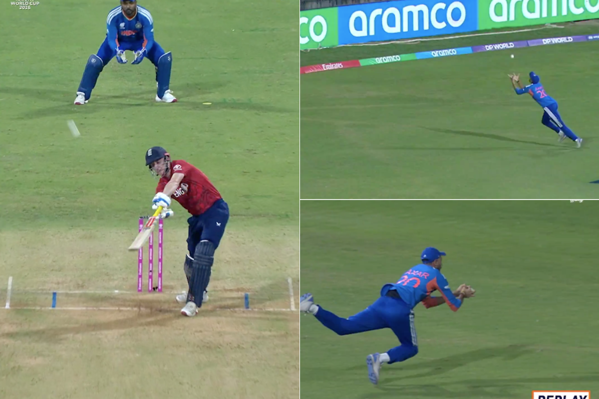 Axar Patel Covers an Impressive 24m To Take Backward Running Catch of Harry Brook in IND vs ENG T20 World Cup 2026 Semifinal [WATCH]